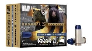 Federal P10SHC1 Premium 10mmAuto 200gr Solid Core Synthetic Flat Nose 20 Per Box/10 Case