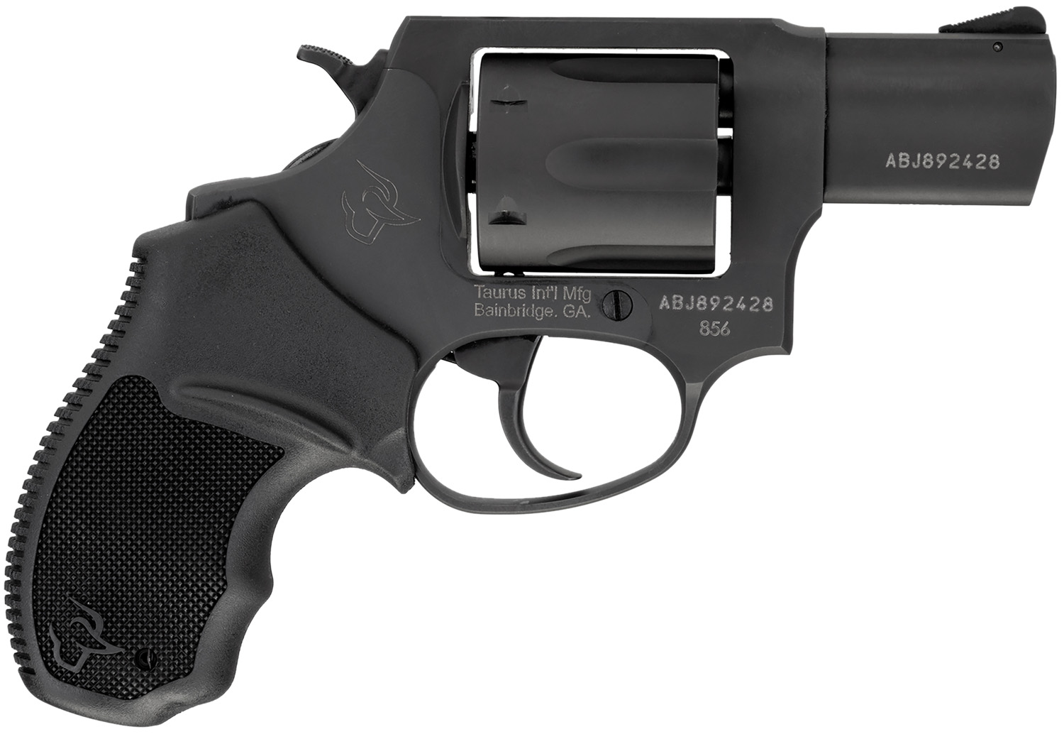 Taurus 2-85621 856 *CA Compliant Small 38 Special +P 6 Shot 2" Matte Black Carbon Steel Barrel, Cylinder & Frame, Black Finger Grooved Rubber Grip, Transfer Bar Safety, Exposed Hammer