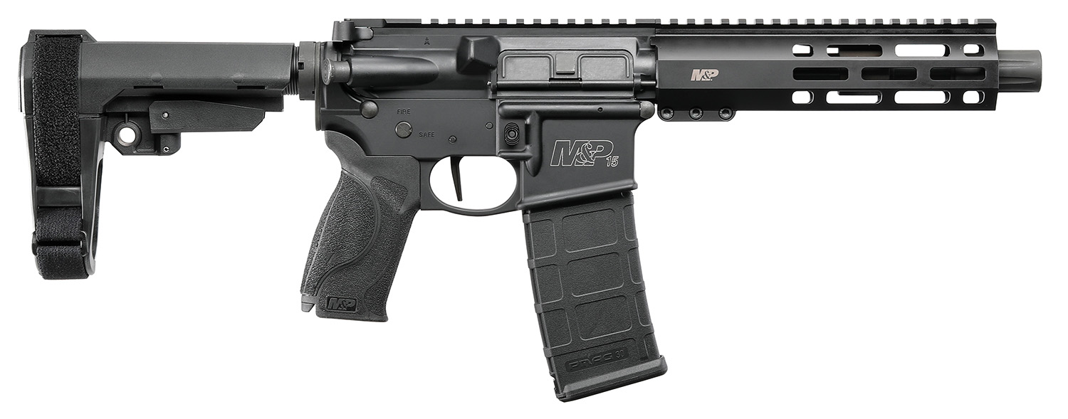 Smith & Wesson 13320 M&P15 Pistol 223 Rem,5.56 NATO 30+1 7.50" Black Armornite Barrel Matte Black Rec Black Adjustable Arm Brace Stock Black Interchangeable Palmswell Grip Right Hand