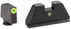 AmeriGlo GL391 Optic Compatible Sight Set for Glock XL Tall Green Tritium LumiGreen Outline Front Sight-Green Tritium Rear Sight