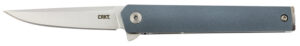 CRKT 7095 CEO  Compact 2.61" Folding Plain Satin 4116 SS Blade, Blue GRN Handle, Includes Pocket Clip