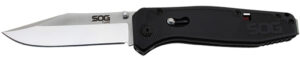 S.O.G SOGFLA1001CP Flare 3.50" Folding Plain Clip Point Satin Polished/Black GRN Handle
