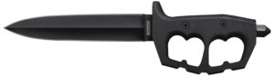 Cold Steel CS-80NTP Chaos Double Edge 7.50" Fixed Plain Black SK-5 High Carbon Blade/Black w/ "D" Ring Guards Aluminum Handle