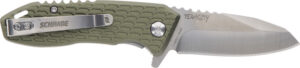Schrade 1159317 Tenacity Folding Modified Drop Point Part Serrated Satin AUS-10A SS Blade, Green Aluminum Handle