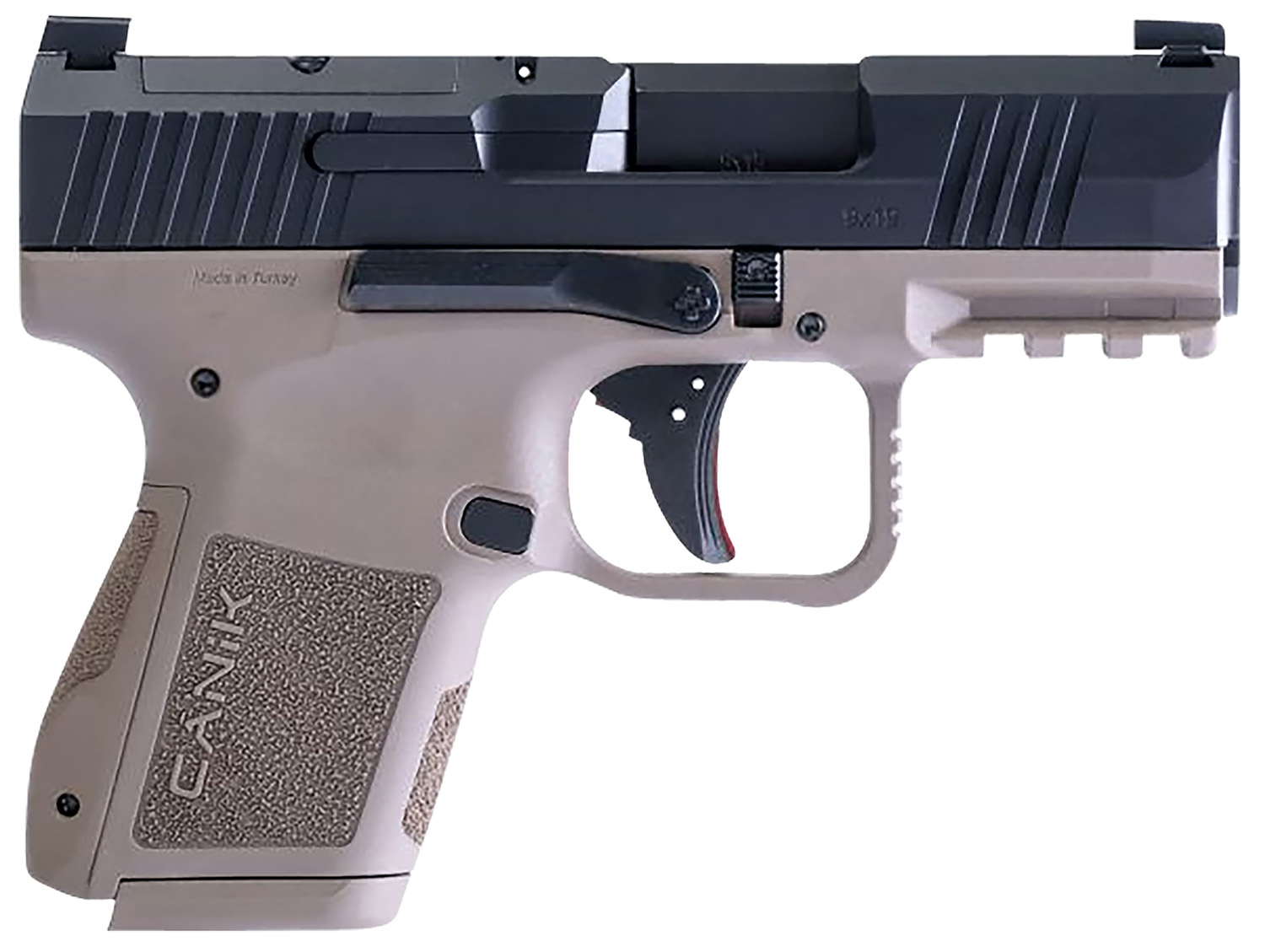 Canik HG7620BDN MC9 9mm Luger 12+1/15+1 3.18" Black Barrel, Black Optic Ready/Serrated Slide, Flat Dark Earth Polymer Frame w/Picatinny Rail, Texture Flat Dark Earth Polymer Grips