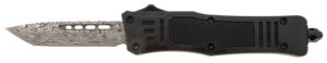 Steel River Knives MT616BDP Spartan Mini 2.75" OTF Tanto Plain Laser Etched Damascus 440C SS Blade/4.25" Black Aluminum Zinc Alloy Handle