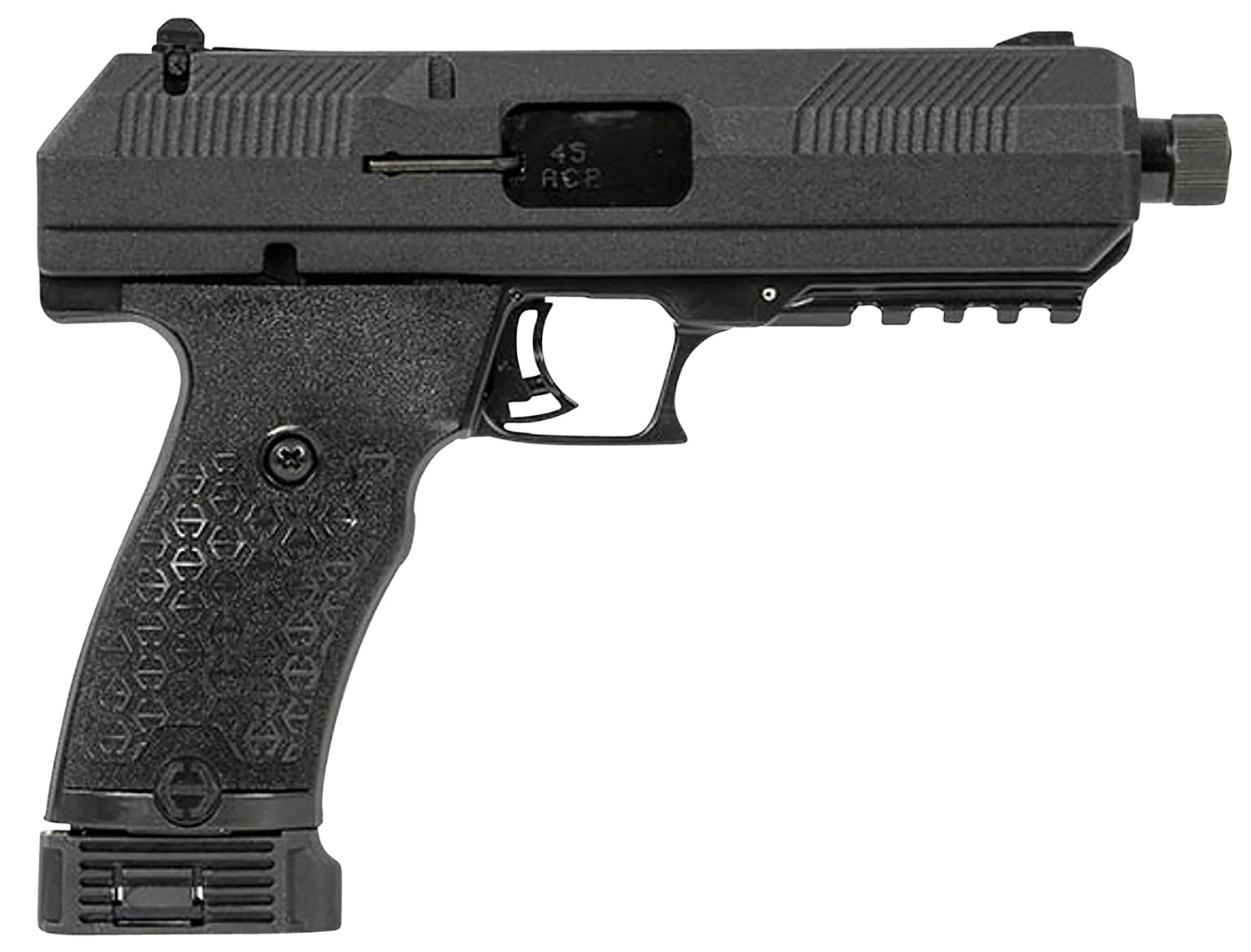 Hi-Point JHP45G2 JHP Gen2 45 ACP 9+1 4.50" Black Steel Threaded Barrel, Black Powder Coated Serrated Steel Slide, Black Polymer Frame w/Picatinny Rail, Black Polymer Grip