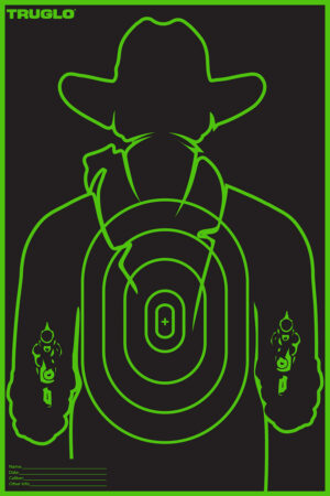TruGlo TG16A12B Tru-See Gunslinger Target Self-Adhesive Heavy Paper Black/Green 12"x18" Cowboy 12 Pack