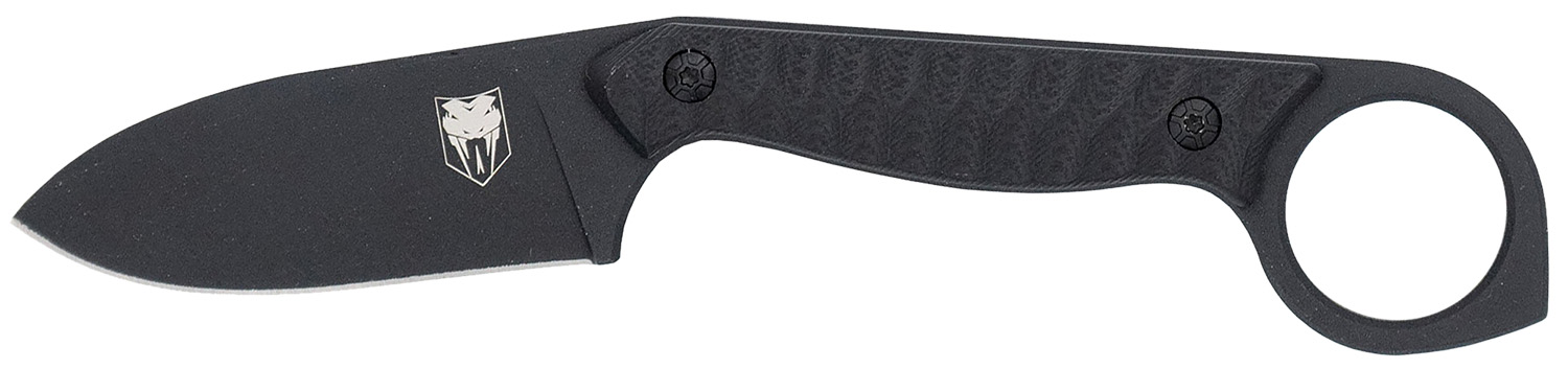 CobraTec Knives CTWLTBLK Wolfteeth EDC 2.75" Folding Drop Point Plain Black 14C28N Steel Blade, 4.25" Black Textured G10 Scales Handle