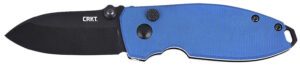 CRKT 2474BD SQUID EDC 2.27" Folding Plain Stonewashed D2 Steel Blade, Blue Micarta Handle