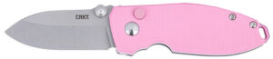 CRKT 2474P SQUID EDC 2.27" Folding Plain Stonewashed D2 Steel Blade, Pink G10 Handle