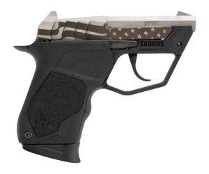 Taurus 1-22TUC139-USFLAG 22TUC Micro-Compact Frame 22 LR 9+1 2.50" Stainless Tip-Up Barrel, Custom Engraved Serrated Slide, Black Polymer Frame