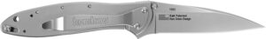Kershaw 1660 Leek 3" Folding Drop Point Plain Bead Blasted 14C28N Steel Blade, Bead Blasted 410 Stainless Steel Handle Includes Pocket Clip