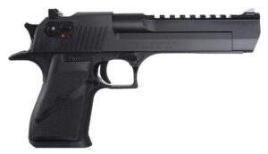 Magnum Research DE50 Desert Eagle Mark XIX 50 AE Caliber with 6" Picatinny Rail Barrel, 7+1 Capacity, Overall Black Finish Carbon Steel, Beavertail Frame, Serrated Slide & Rubber Grip