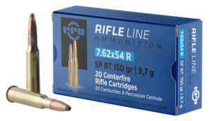 PPU PP76254S Metric Rifle  7.62x54mmR 150gr Soft Point Boat Tail 20 Per Box/10 Case