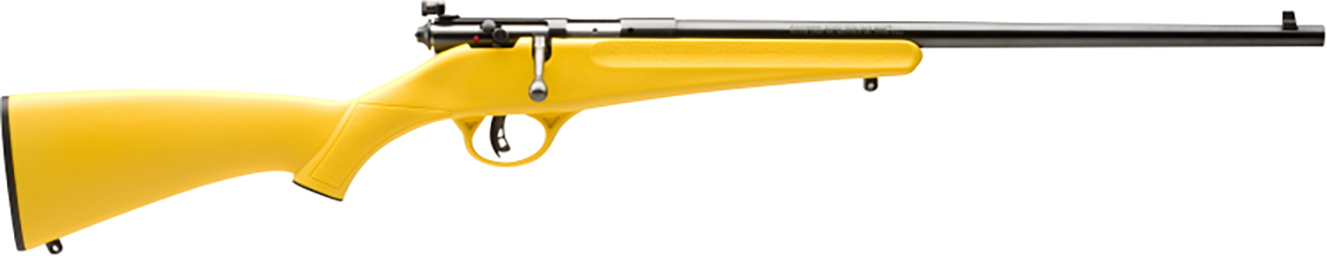 Savage Arms 13805 Rascal Youth 22 LR 1rd 16.13" Matte Black Sporter Barrel, Matte Black Carbon Steel Receiver, Yellow Fixed Synthetic Stock, Right Hand
