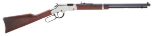 Henry H004S Golden Boy Silver 22 Short, 22 Long or 22 LR Caliber with 16 LR/21 Short Capacity, 20" Blued Barrel, Nickel-Plated Metal Finish & American Walnut Stock Right Hand (Full Size)