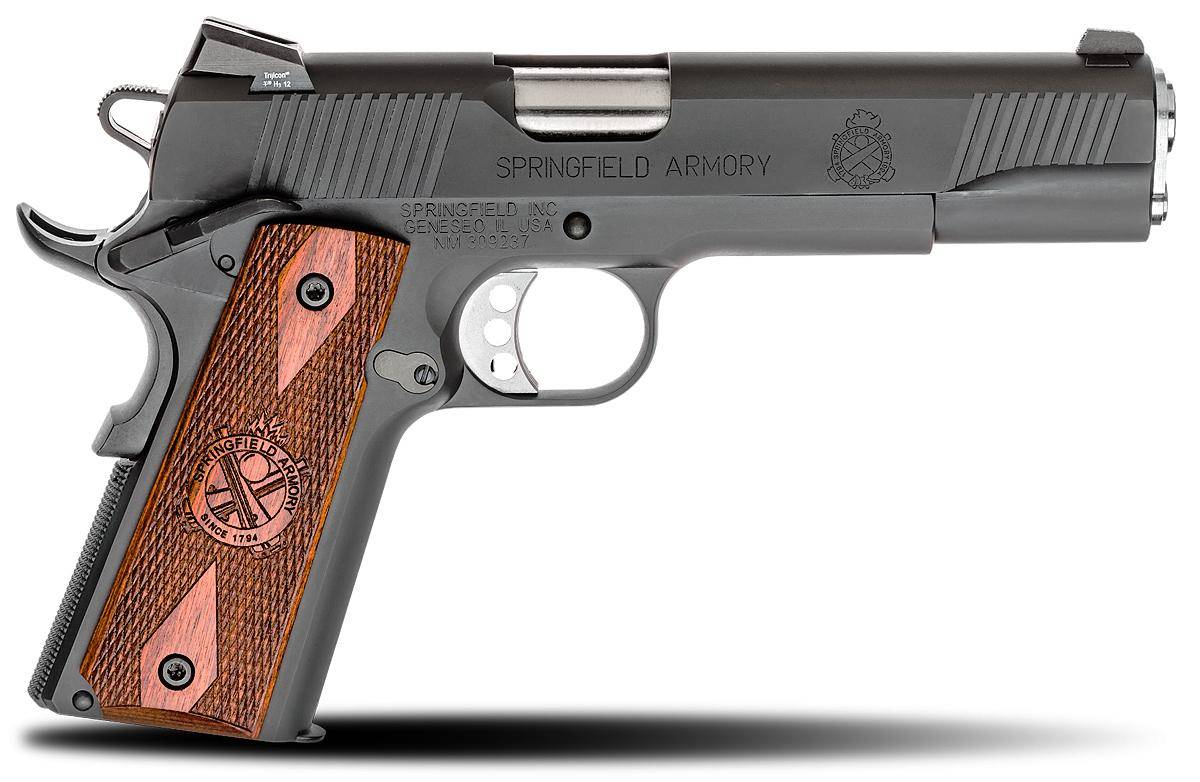 Springfield 1911 Parkerized Handgun .45 Auto 7rd Magazines(2) 5" Barrel Wood Grips CA Compliant